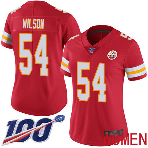 Women Kansas City Chiefs #54 Wilson Damien Red Team Color Vapor Untouchable Limited Player 100th Season Nike NFL Jersey->nfl t-shirts->Sports Accessory